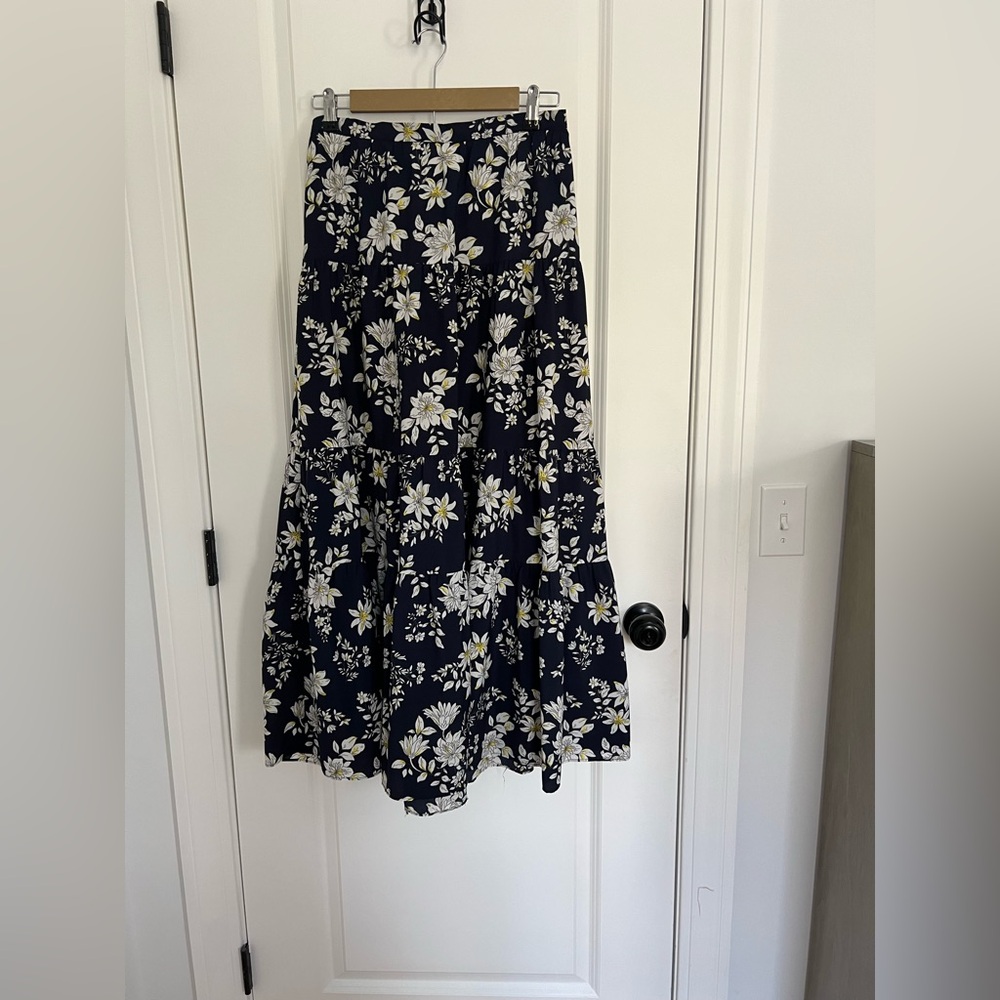 Banana Republic Black Floral A-Line Skirt